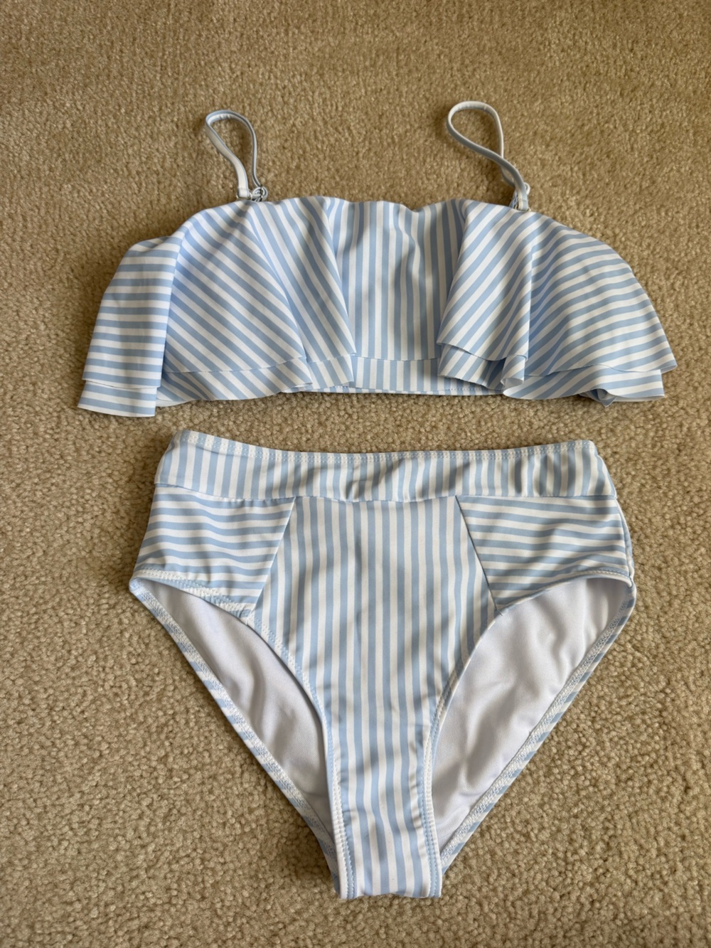 Girls Blue White Striped Bikini (12)